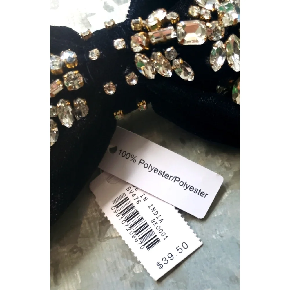 J.Crew Velvet bow clip with crystals